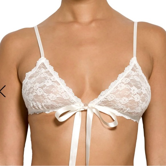 Hanky Panky Other - NWT Hanky Panky Bridal Collection Peek-a-Boo Lace Front Tie Bralette Light Ivory